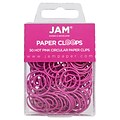 JAM Paper Colored Circular Paper Clips, Round Paperclips, Hot Pink Fuchsia, 50/Pack (2187136)