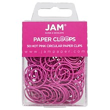 JAM Paper Colored Circular Paper Clips, Round Paperclips, Hot Pink Fuchsia, 2 Packs of 50 (2187136B)