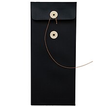 JAM Paper #10 Policy Business Envelopes with Button and String Closure, 4 1/8 x 9 1/2, Black Linen