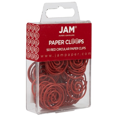 JAM Paper Circular Small Paper Clips, Red, 50/Pack (2187138)
