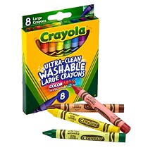 Crayola Ultra-Clean Washable Large Size Crayons, Assorted Colors, 8/Box, 6 Boxes (BIN3280-6)