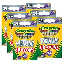 Crayola Metallic Crayons, Assorted Colors, 24/Pack, 6 Packs (BIN528815-6)