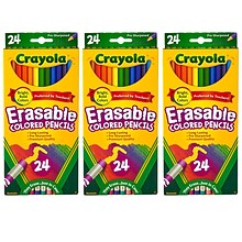 Crayola Erasable Colored Pencils, Assorted Colors, 24/Bundle, 3 Bundles (BIN682424-3)