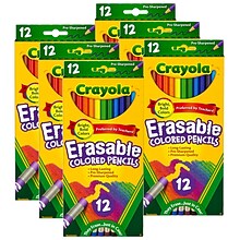 Crayola Erasable Colored Pencils, Assorted Colors, 12/Bundle, 6 Bundles (BIN684412-6)