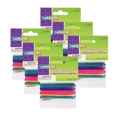 Creativity Street Rainbow Non-Elastic Cord, 10 yds/Pack, 6 Packs (CK-3517-6)