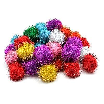 Creativity Street Glitter Pom Pons, Assorted Colors, 1", 40 Pieces/Pack, 3 Pack (CK-811501-3)