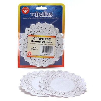Hygloss 4 Round Paper Lace Doilies, White, 100/Pack, 6 Packs (HYG10041-6)