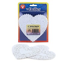 Hygloss Heart Doilies, White, 4, 100/Pack, 6 Packs (HYG91041-6)