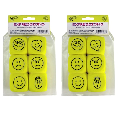 Koplow Games Foam Expressions Dice, 6 Per Pack, 2 Packs (KOP18684-2)