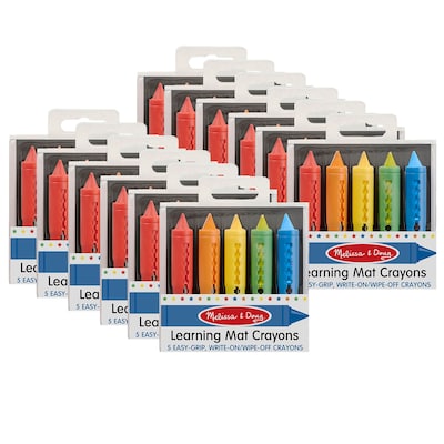 Melissa & Doug Learning Mat Crayons, Assorted Colors, 5/Pack, 12 Packs (LCI4279-12)