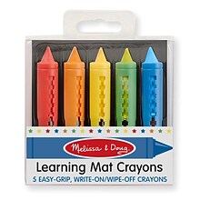 Melissa & Doug Learning Mat Crayons, Assorted Colors, 5/Pack, 12 Packs (LCI4279-12)