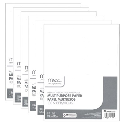 Mead Computer Paper, 8.5 x 11, White, 100 Sheets/Pack, 6 Packs (MEA39100-6)