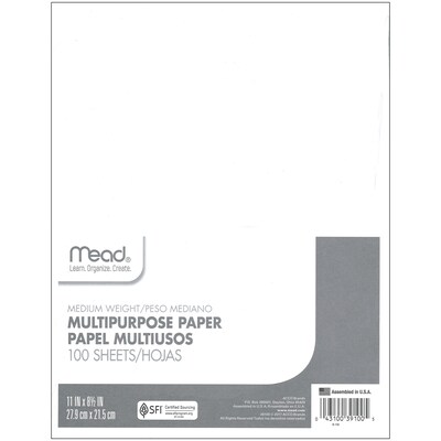 Mead Computer Paper, 8.5 x 11, White, 100 Sheets/Pack, 6 Packs (MEA39100-6)
