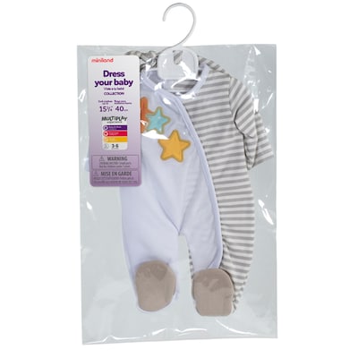Miniland Gender Neutral Fabric Pajamas for 15 Dolls (MLE31220)