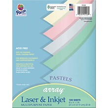 Pacon Array Computer Paper, 8.5 x 11, Assorted Pastel, 100 Sheets/Pack, 3/Pack (PAC101048-3)