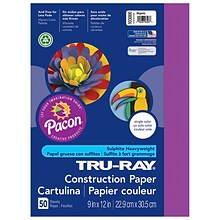 Pacon Tru-Ray 9 x 12 Construction Paper, Magenta, 50 Sheets/Pack, 5 Packs (PAC103000-5)