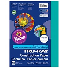 Pacon Tru-Ray 9 x 12 Construction Paper, Turquoise, 50 Sheets/Pack, 5 Packs (PAC103007-5)