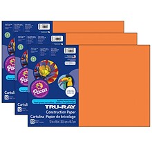 Pacon Tru-Ray 12 x 18 Construction Paper, Electric Orange, 50 Sheets/Pack, 3 Packs/Bundle (PAC1034