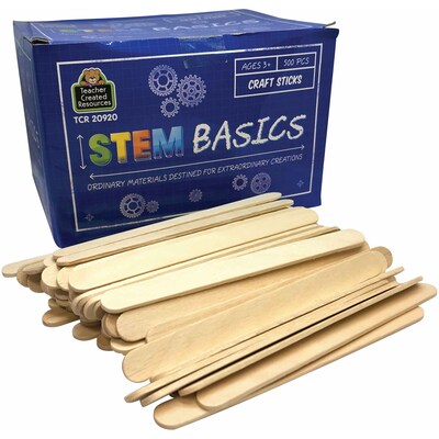 Teacher Created Resources STEM Basics Craft Sticks, Natural Wood, 500/Pack, 3 Packs (TCR20920-3)
