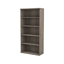 Bush Business Furniture Studio C 73H 5-Shelf Bookcase with Adjustable Shelves, Modern Hickory Lamin