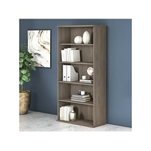 Bush Business Furniture Studio C 73H 5-Shelf Bookcase with Adjustable Shelves, Modern Hickory Lamin