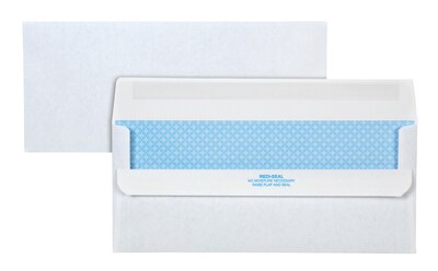Quality Park Redi-Seal Security Tinted Business Envelopes, 4 1/8 x 9 1/2, White, 500/Box (QUA11218