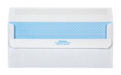 Quality Park Redi-Seal Security Tinted Business Envelopes, 4 1/8 x 9 1/2, White, 500/Box (QUA11218