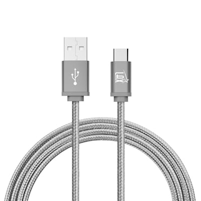 LAX Gadgets Durable Braided USB-C Cable for Google Pixel 2/Samsung S8, Gray (LAXUSBC6FT-GRY)