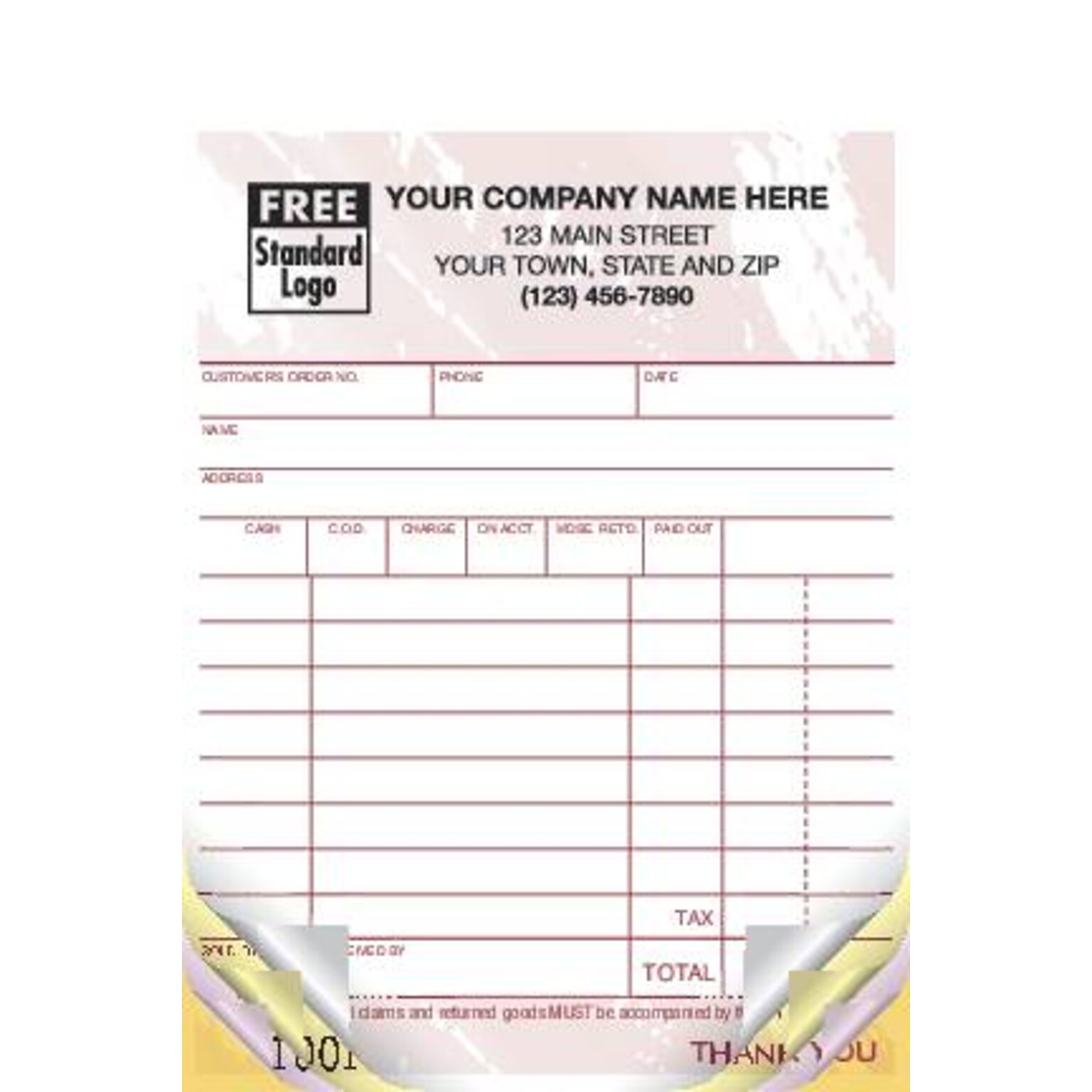 Custom Multi-Purpose Register Form, Colors Design, Small Format, 3 Parts, 1 Color Printing, 4 x 6, 500/Pack