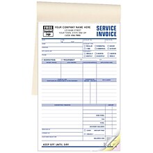 Custom Pest Control Service Invoices, Booked, 3 Parts, 1 Color Printing, 5 2/3 x 8 1/2, 500/Pack