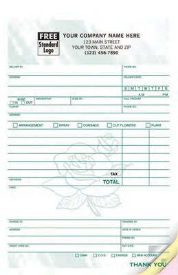 Custom Florist Register Form, Colors Design, Large Format, 3 Parts, 1 Color Printing, 5 1/2 x 8 1/2