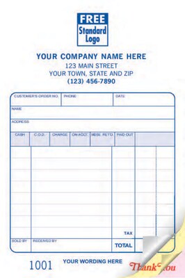 Custom Register Form, Classic Design, Small Format, Your Custom Wording, 2 Parts, 1 Color Printing,