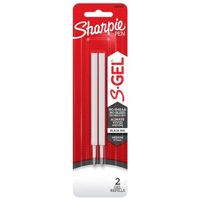 Sharpie S-Gel Gel-Ink Pen Refill, Medium Point, Black Ink, 2/Pack (2096168)