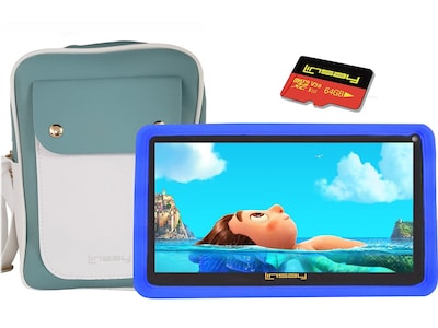 Linsay Kids 7 Tablet with Case, Kids Bag, and microSD Card, Wi-Fi, 2 GB RAM, 64GB, Android 13, Bl