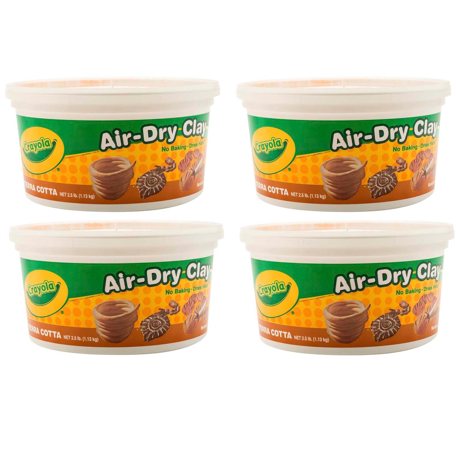 Crayola Air-Dry Clay, Terra Cotta, 2.5 lb Tub, Pack of 4 (BIN575064-4)
