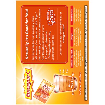 Emergen-C 1000mg Vitamin C Supplement Powder, Super Orange, 60/Pack (130213)