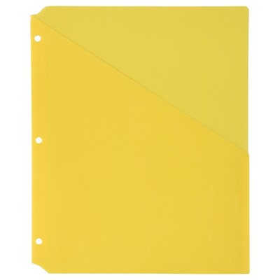 JAM Paper Plastic Binder Pockets, 3-Hole Punched, Yellow, 6/Pack (226339298)