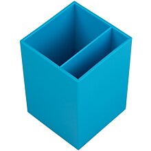 JAM PAPER 2 Compartment Plastic Pen Holder, Blue (341BU)