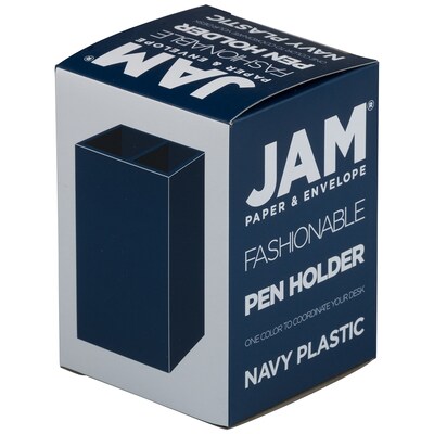 JAM PAPER 2 Compartment Plastic Pen Holder, Navy Blue (341GY)
