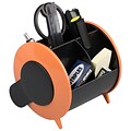 JAM Paper 4 Compartment Plastic Round Desk Organizer Supply Set, Orange/Black (SO101OR)