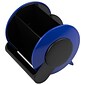 JAM Paper 4 Compartment Plastic Round Desk Organizer Supply Set, Blue/Black (SO101BU)