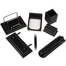 JAM Paper 6 Piece Leather Office Supply Set, Black (SJL902)