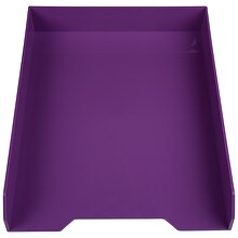 AM Paper Stackable Front Loading Letter Tray, Letter Size, Purple Plastic (344PU)