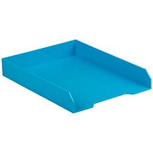 JAM Paper Stackable Front Loading Letter Tray, Letter Size, Blue Plastic (344BU)