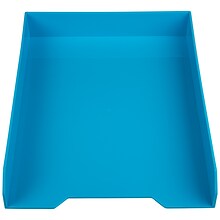 JAM Paper Stackable Front Loading Letter Tray, Letter Size, Blue Plastic (344BU)