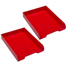 JAM PAPER Stackable 4 Piece Desktop Deluxe Set, Red Plastic (344PRE)