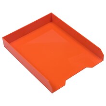 JAM Paper Stackable Front Loading Letter Tray, Letter Size, Orange Plastic (344OR)