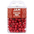 JAM PAPER Round Head Push Pins, Red, 100/Pack (346RTRE)
