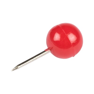 JAM PAPER Round Head Push Pins, Red, 100/Pack (346RTRE)