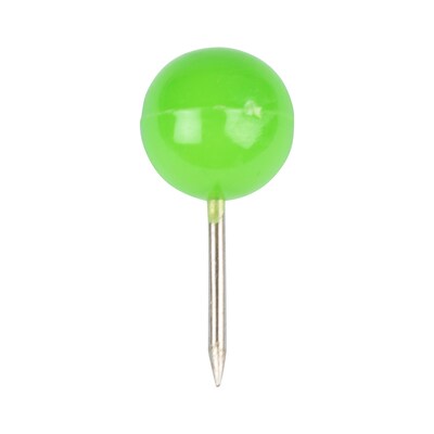JAM PAPER Round Head Push Pins, Lime Green, 100/Pack (346RTLIGR)